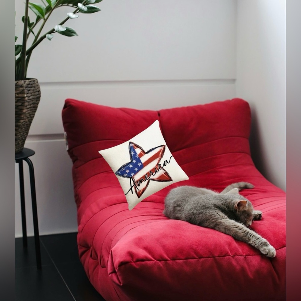 American Flag Star Patriotic Throw Pillow Cover for 4th of July Independence Day - Picture 13 of 16